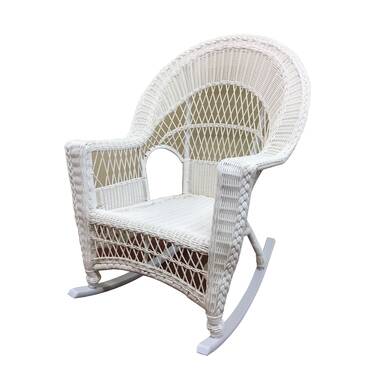 White resin wicker discount rockers